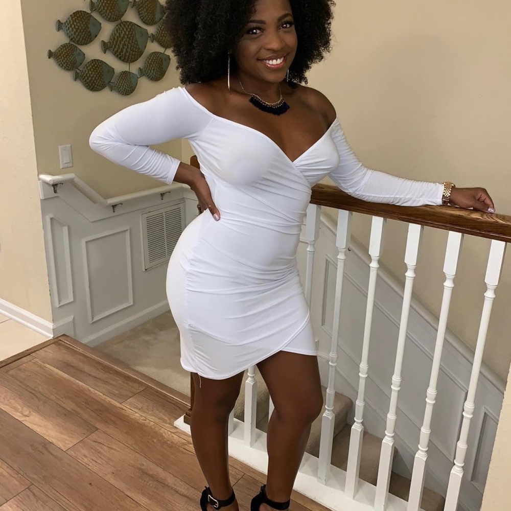 White of the shoulder bodycon dress